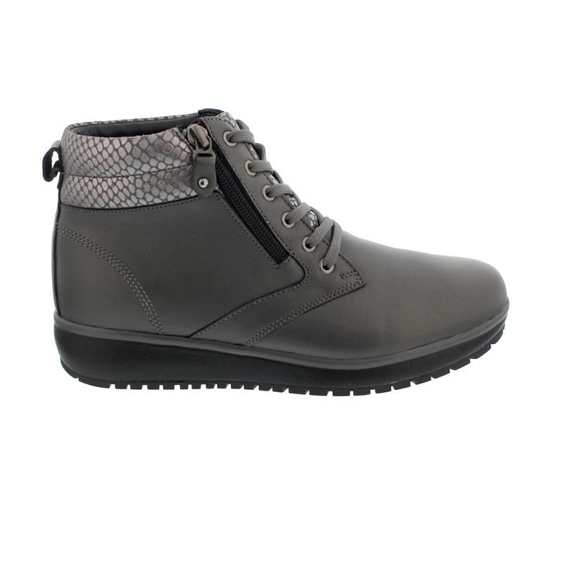 Pre-owned Joya Wilma Ii Dark Grey Bootie, Full-grain Leather / Textile, Air-sohle, Kategor