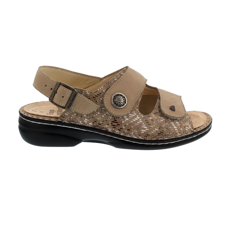 Pre-owned Finn Comfort Isera Sandale, Vimi / Nubuk / Stretchcamo, Sesame 5004-902442