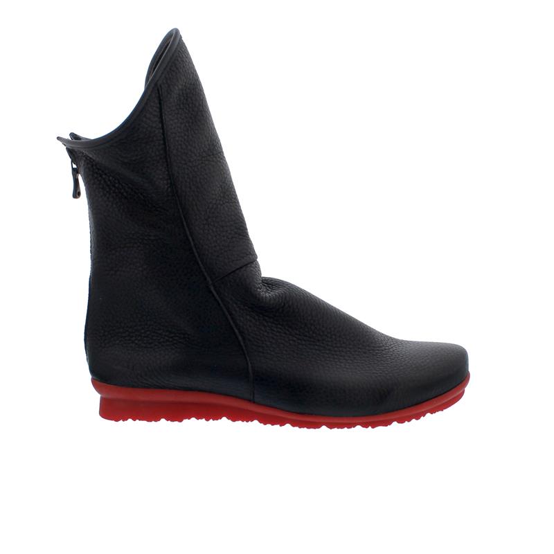 Pre-owned Arche Barkel, Cerf (hirschleder) & Naka, Noir / Rouge, Reissverschluss, Bootie Ar