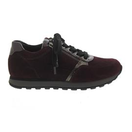 Gabor-Comfort York Sneaker, Samtchevreau / Lack, new merlot / steel, Schnürung und Reißver., Weite G