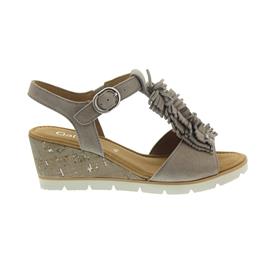 Gabor Sandalette, Samtchevreau, visone (beige) 45mm Keil, Weite F 85.751.13