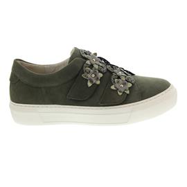Gabor Sneaker, Samtchev./Crash/Metal, oliv, Best Fitting, Wechselfussbett, Weite F 83.340.15
