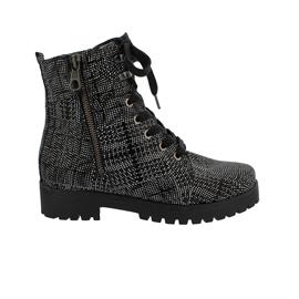 Waldläufer Hanako Bootie, Karo (bedruckes Nubukleder), schwarz, Weite H 338813-161-001