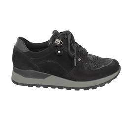 Waldläufer HIROKO-SOFT Sneaker, Nubuk/Lack/Stretch, schwarz, Weite H H64007-307-001