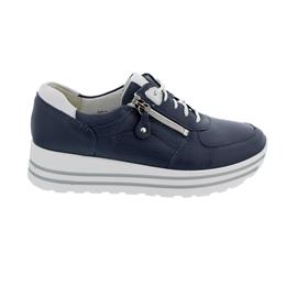 Waldläufer H-Lana, Sneaker, Hirschleder (Glattleder), marine/ LS-Str. grau, Weite H 758001-299-898