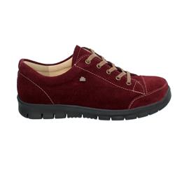 FINN COMFORT Swansea Damen Halbschuhe Schnürhalbschuhe rot bordo/Velour