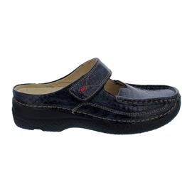 Wolky Roll Slipper, Clog, Mini Croco leather, W-Blue, 0622767-481