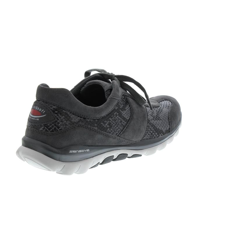 Gabor Rollingsoft Sneaker 36.960.11 in carbon Nubuk | Schuh Gabor Rollingsoft Damen Sneaker Carbone Snake Elastic