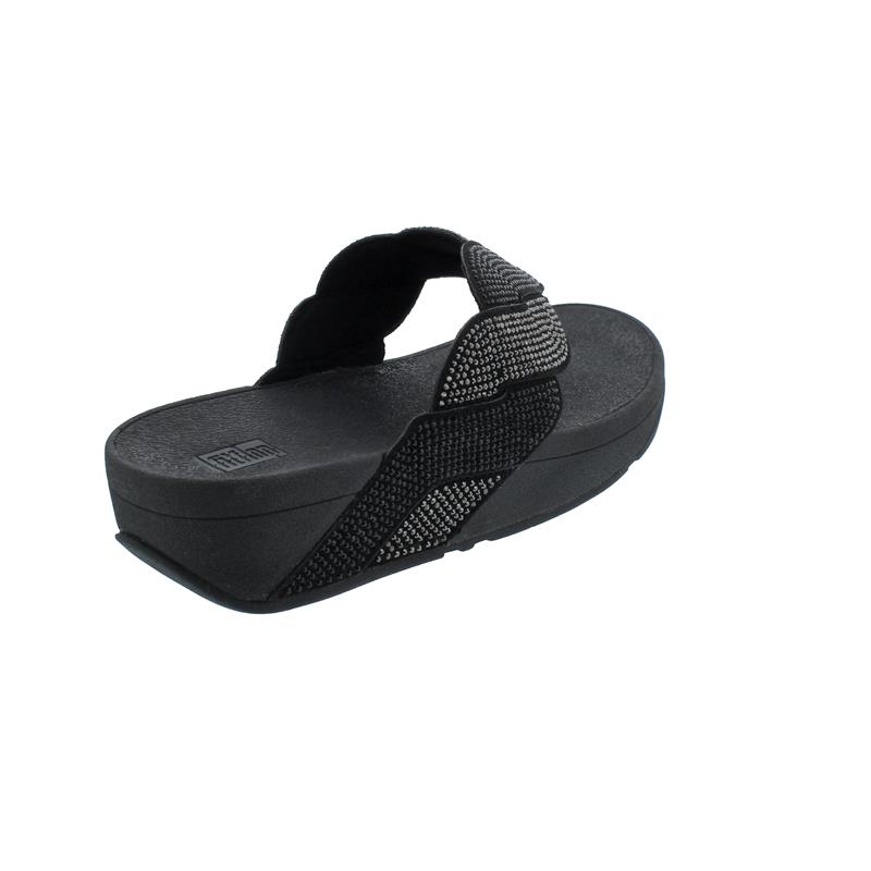 FitFlop Paisley Rope Toe-Thongs, All Black BJ8-090