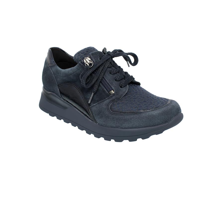 Waldläufer Hiroko-Soft, Sneaker, Velour/Taipei/Stretch,  deepblue not. marine, Weite H64007-400-763