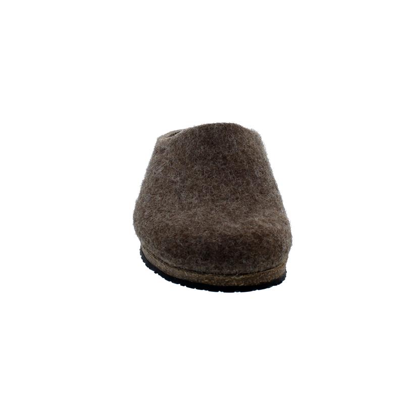 Stegmann Wollfilz-Pantoffel, Wolle vom Shetlandschaf, rutschfeste Gummi-Laufsohle, braun 8856
