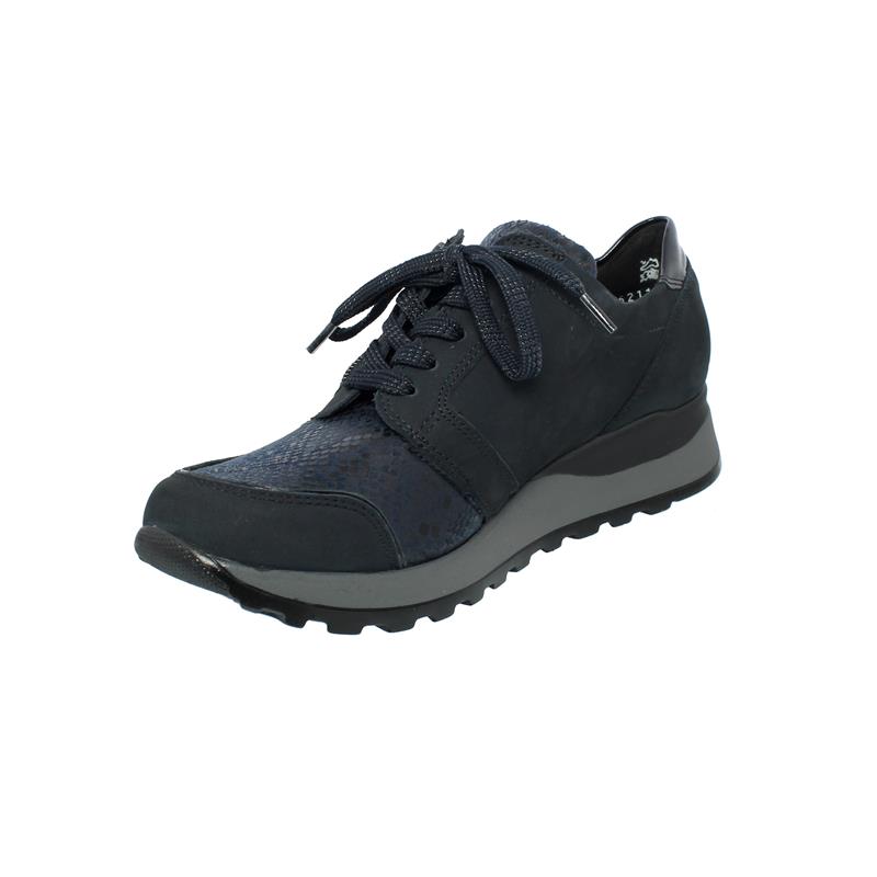 schwarz Weite H H64007-30 Sneaker Waldläufer Hiroko-Soft Nubuk/Lack/Stretch 