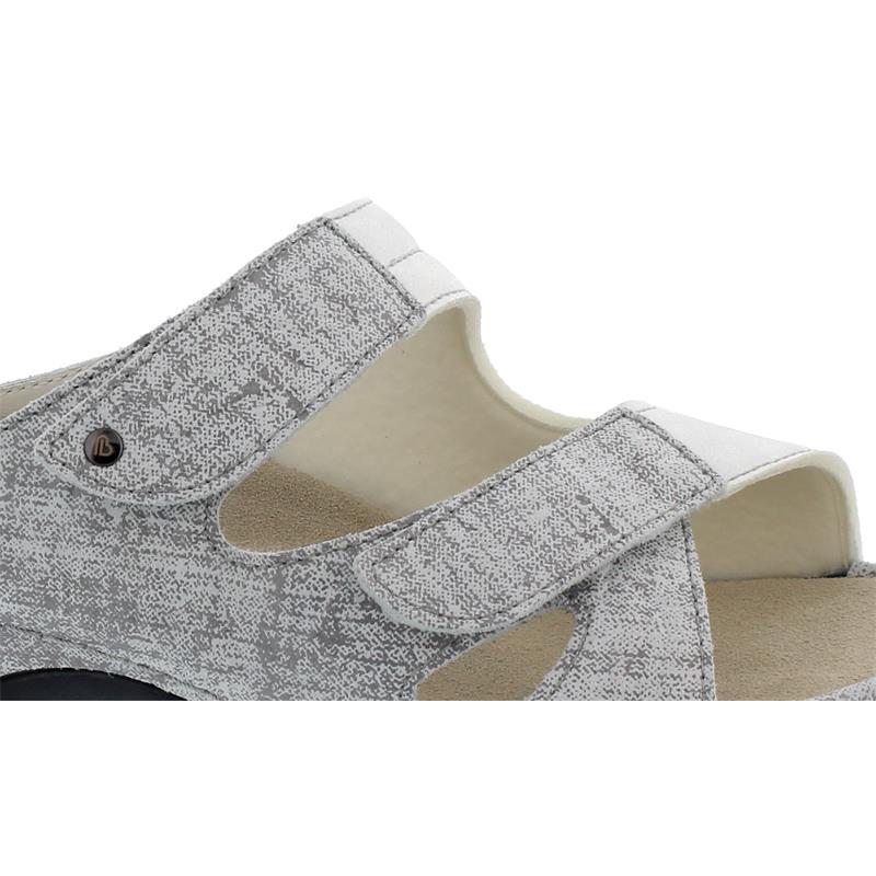 Berkemann JANNA Pantolette, Leder/ Stretch, washed gray linen, Weite E-H 01027-155