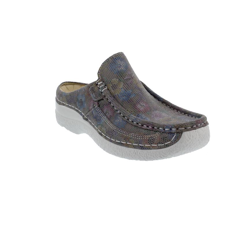 Wolky ROLL SLIDE Clog, Flowerpoint Suede, Taupe Summer, 0620245-157