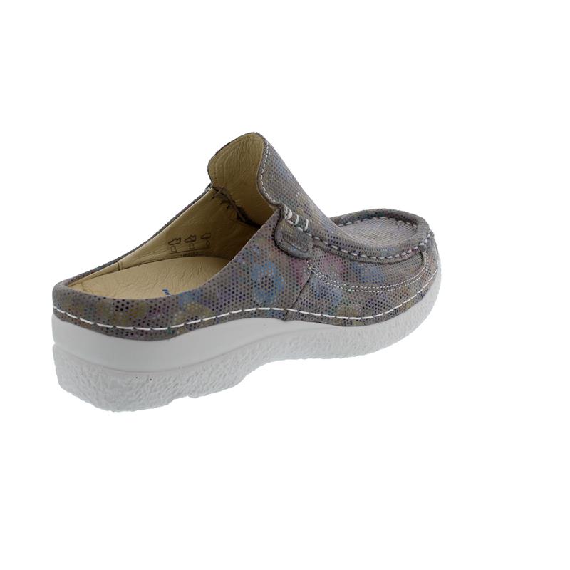 Wolky ROLL SLIDE Clog, Flowerpoint Suede, Taupe Summer, 0620245-157