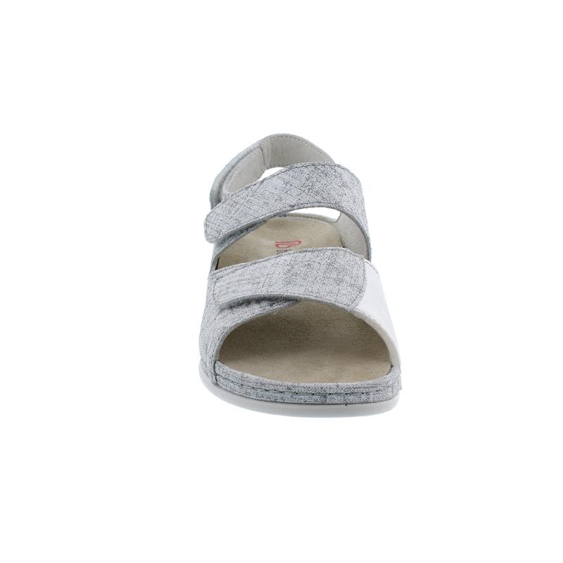 Berkemann RINA Sandale, washed gray linen Leder / Stretch, Wechselfußbett, Weite E-H 1040-155
