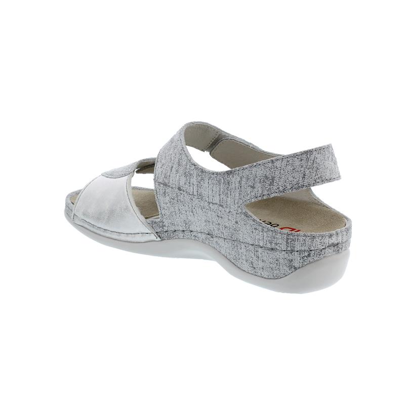Berkemann RINA Sandale, washed gray linen Leder / Stretch, Wechselfußbett, Weite E-H 1040-155