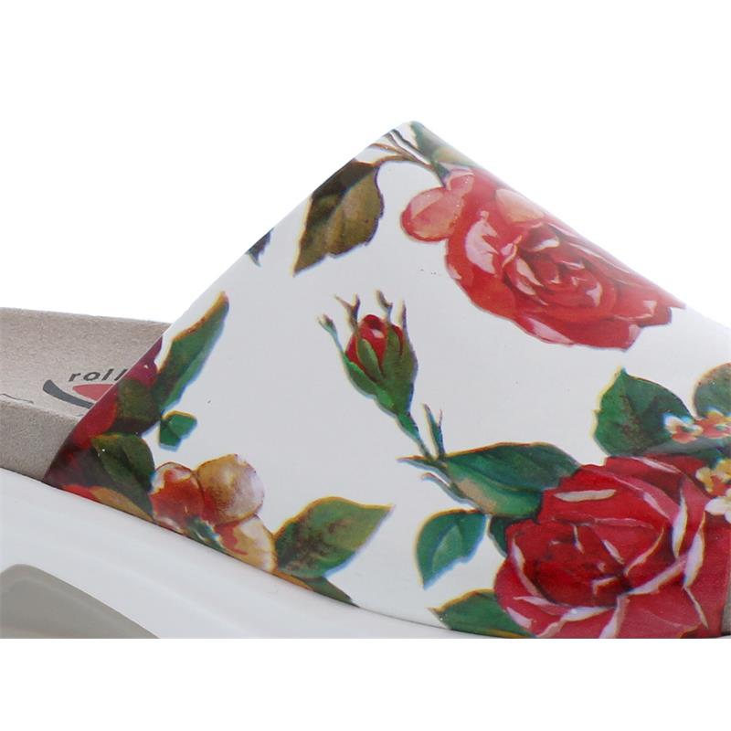 Rollingsoft Pantolette, Flower Nappa, weiss/ multicolor Wechselfußbett 86.881.10